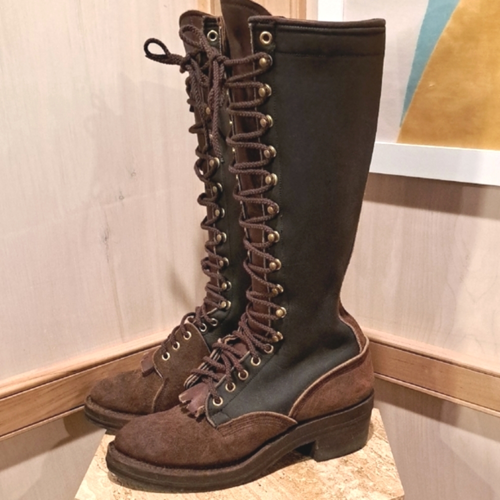 Custom Made Lace-Up Fire-stomper Biker Boots 8